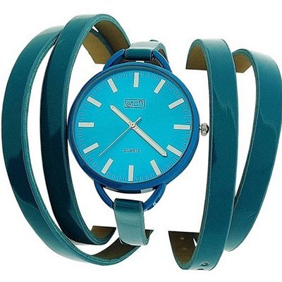 Eton Ladies Aqua Dial & Extra Long Aqua Multi-Wrap Around Strap 3080L