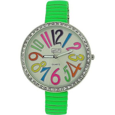 Eton Ladies Green Funky Number Dial Stone Set Bezel Expander Strap 3083