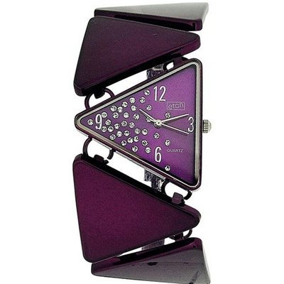 Eton Ladies Metallic Purple Tone Metal Triangle Link Bracelet Strap 3092J