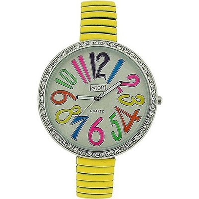 Eton Ladies Yellow Funky Number Dial Stone Set Bezel Expander Strap 3083