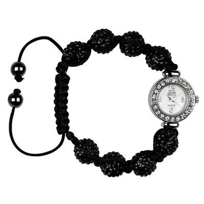 Eton - Shamballa style bracelet - Black Diamante - 10mm in size -2976L-0