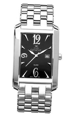 Euro Geneve Stainless Steel Rectangle With Black Dial #33181