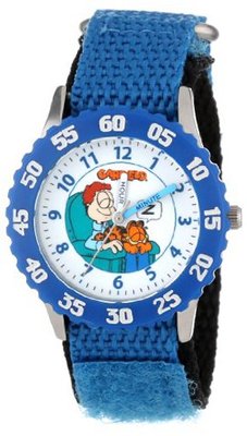 Garfield Kids' W000598 Time Teacher Blue Bezel Blue Velcro Strap