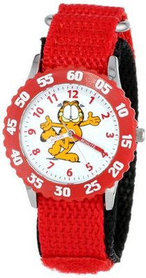 Garfield Kids' W000599 Time Teacher Red Bezel Red Velcro Strap