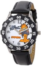 Garfield Kids' W000615 Tween's Time Teacher Black Bezel Black Leather Strap