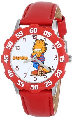 Garfield Kids' W000618 Tween's Time Teacher Red Bezel Red Leather Strap