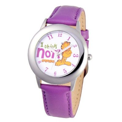 uEwatchfactory Garfield Kids' W000611 Tween's Time Teacher Purple Leather Strap 