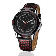 Ufingo-Fashion Cool Casual Sports Calendar Leather Strap For /Boys-Black Red