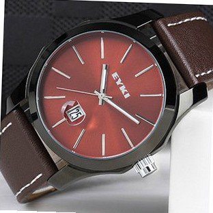 Ufingo-Fashion Students Big Dial Cool Leather Strap Stylish For /Boys-Red