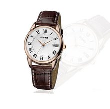Ufingo-High End Cool Business Casual Leather Strap Calendar Quartz For /Ladies/Girls-White Dial Gold Case
