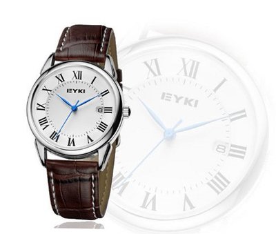 Ufingo-High End Cool Business Casual Leather Strap Calendar Quartz For /Ladies/Girls-White Dial Silver Case