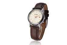 Ufingo-Stylish Retro Cool Leather Band Waterproof Calendar Casual For /Ladies/Girls-Brown