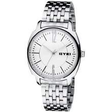 Business Leisure Water Resistant Pointer Scale Design Stainless Steel Strap Japanese Movement Quartz White Color WE8509AG