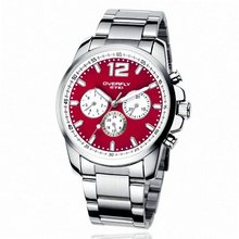 EYKI Decorative 3 Sub-dials Stainless Steel Quartz Analog Wrist Overfly EOV8568AG Red Face