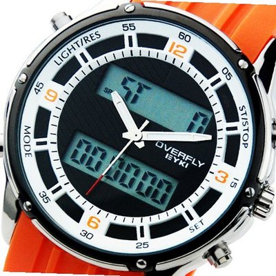 Multi-function Sports Unisex Analog & Pointer Display Double Pairs Of Movement Silicone Strap Newest Style Orange Color WE8569G