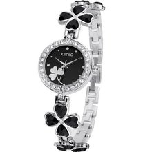 Stainless Steel Lady Fashion Popular Lucky Quartz Free USPS WK456L (Black Color)