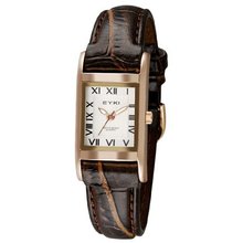 uEYKI Retro Plated Rose Gold Roman Lady Leisure Creative Newest Style Hot Sale Brown Leather Belt White Dial Analog Display Quartz Movement WE9907L 