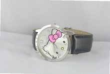 New in Box Hello Kitty Dial Crystal Case Black Leather Ladies Girls
