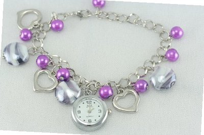 New in Box Purple Heart Charm Bracelet Ladies Latest Style