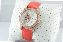 New in Box Rhinestone Butterfly Dial Orange Leather Ladies