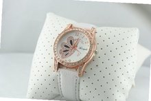 New in Box Rhinestone Butterfly Dial White Leather Ladies