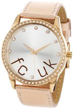 FCUK FC1053RS Rose-Gold-Tone Stainless Steel Glossy Cloth Strap