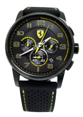 Ferrari 0830061 scuderia heritage chrono black dial black band men NEW
