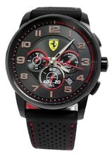 Ferrari 0830063 scuderia heritage chronograph black dial black silicone band men NEW