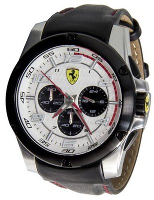 Scuderia Ferrari 'Paddock' Chronograph Leather Strap , 46mm
