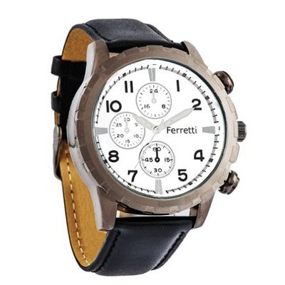 Ferretti FT11702 - Casual - Black Leather Band & Bronze Case - Chronograph Style