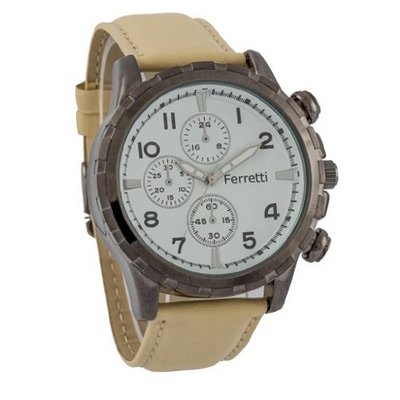 Ferretti FT11703 - Casual - Bronze Case & Beige Leather Band - Chronograph Style