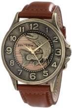 Field & Stream FSM002 Antique Gold Molded Fish Graphic Dial Leather Strap