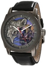 Field & Stream FSM094 Tank Case Molded Open Mouth Fish Cutout Dial Black Leather Strap