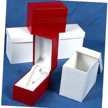 3 Red Leather Bracelet Boxes Gift Displays