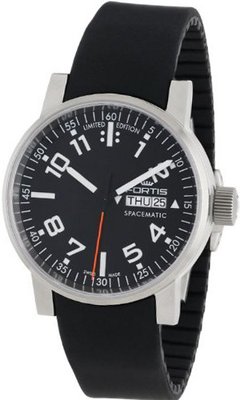Fortis 623.10.41 Si.01 Spacematic Swiss Automatic Luminous Day and Date Black Silicone Strap