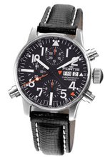 Fortis 627.22.31 L.01 Spacematic Alarm Chronograph Black Dial