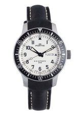Fortis 648.10.12 L.01 B-42 Diver White Dial Automatic Date Black Leather