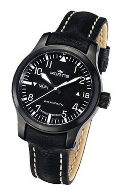 Fortis 655.18.91 L.01 B-42 Flieger Big Date PVD Black Automatic Day and Date Leather