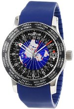 Fortis 674.21.11 Si.05 B-47 Worldtimer GMT Swiss Automatic Bidirectional Bezel Blue Silicone GMT Date
