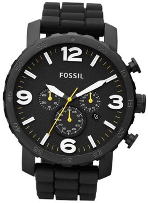 Fossil JR1425 Nate Chronograph Black Silicone