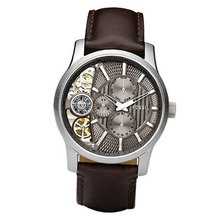 Fossil ME1098 Brown Leather Strap Textured Taupe Cutaway Analog Dial Chronograph