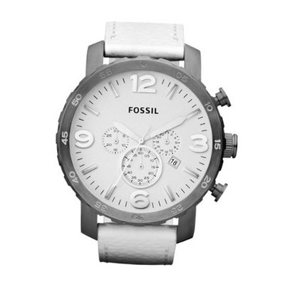 Fossil Nate Chronograph Leather - White Jr1423