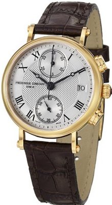 Frederique Constant Classics Silver Dial Chronograph Brown Leather Ladies FC-291MC2R5