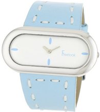 Freelook HA1474-6 Oval Case Leather Band with Stitching-Blue