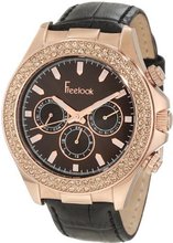 Freelook HA6306RG-2 Black Leather Band Sunray Brown Chronograph Dial Rose Gold Case