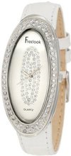 Freelook HA8219-9 White Leather Band Silver Dial Swarovski Dial And Bezel