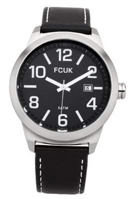 Fcuk Quartz with Black Dial Analogue Display and Black Leather Strap FC1098BB