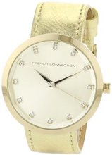 French Connection FC1006GG Leather Strap Gold-tone Stainless Steel