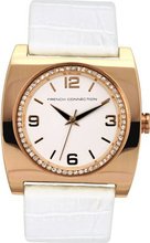 French Connection FC1027W White Leather Strap Gold-tone Leather Strap