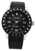 French Connection Quartz with Black Dial Analogue Display and Black Silicone Strap FC1103BB
